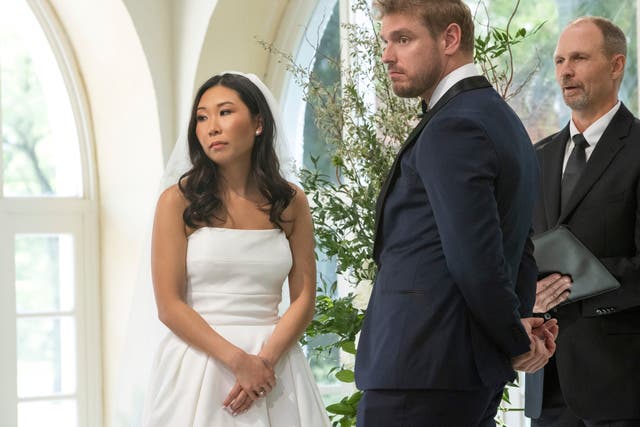 <p>Love is Blind’s Natalie Lee and Shayne Jansen at the altar</p>