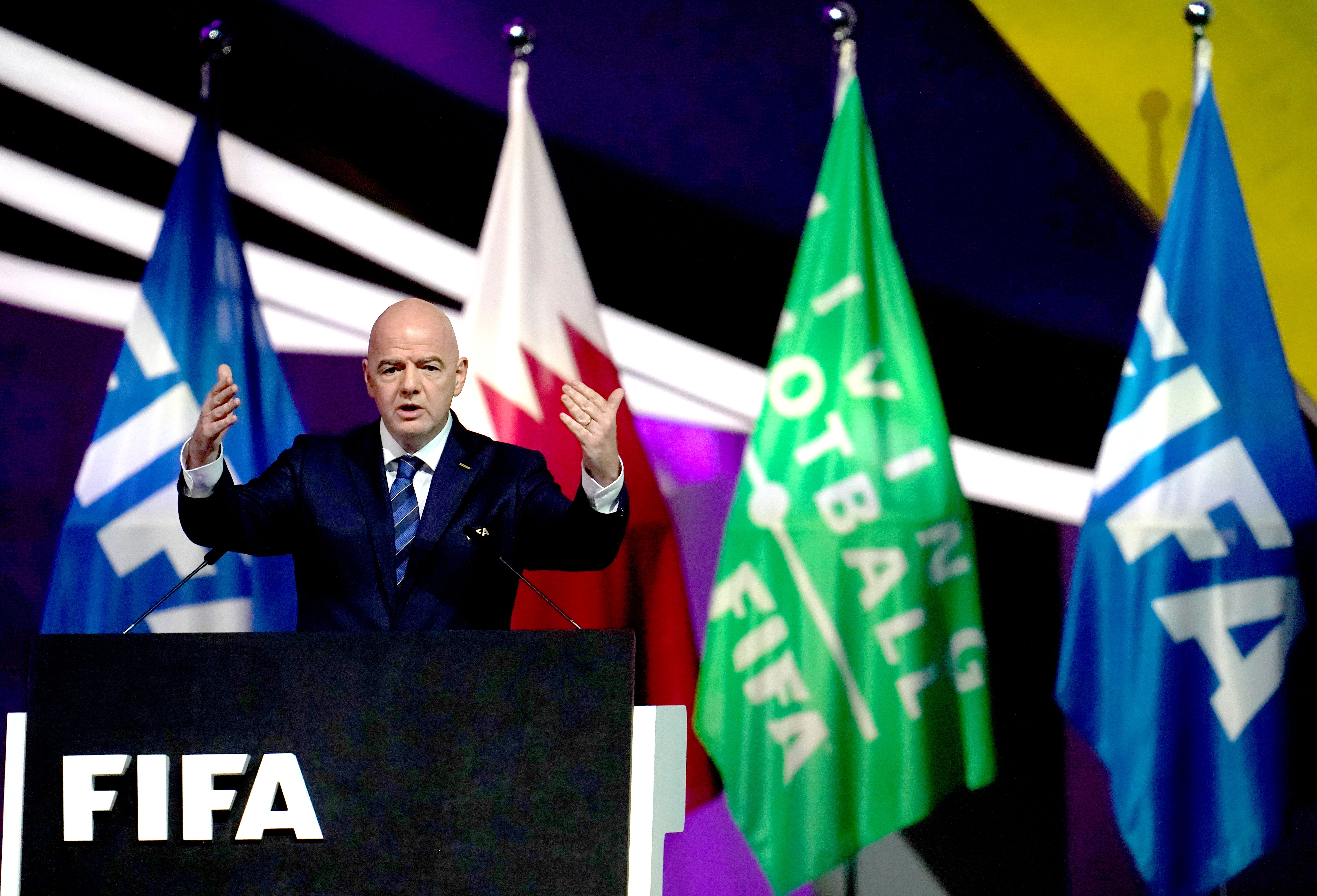 FIFA president Gianni Infantino addresses the Congress (Nick Potts/PA).