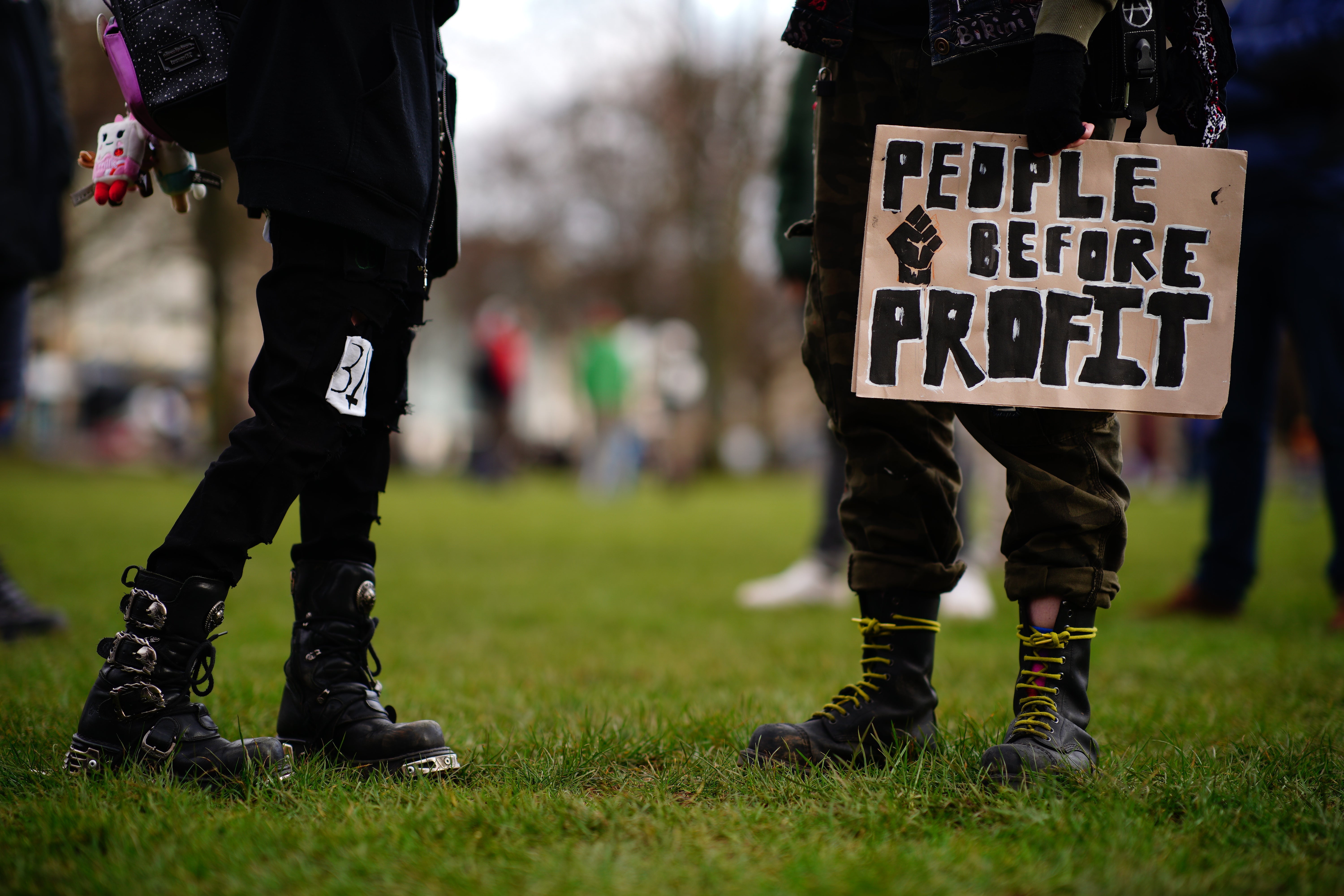 Protesters gather for People’s Assembly demonstration against the rising cost of living (Ben Birchall/PA)