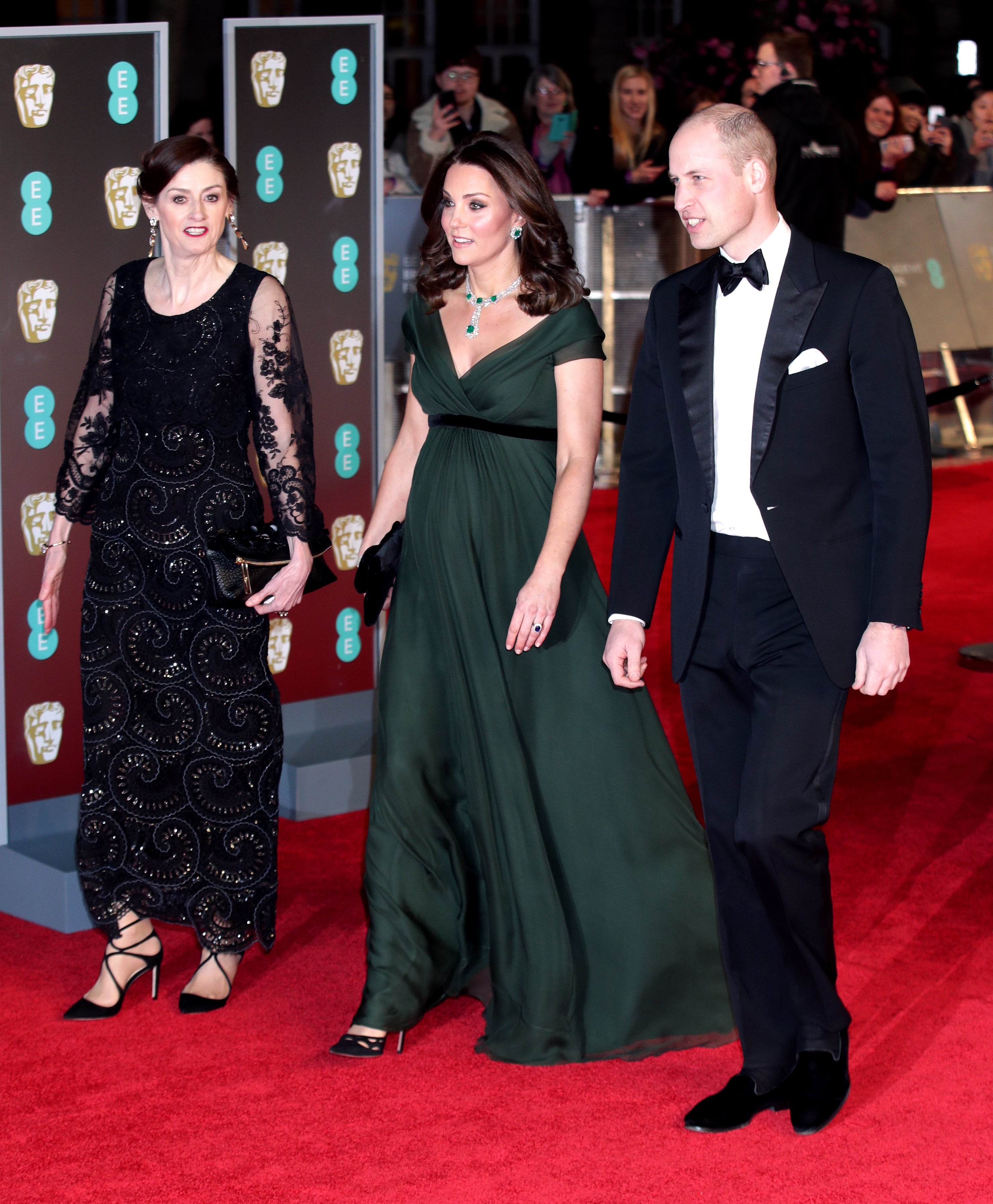 Amanda Berry with the Duke and Duchess of Cambridge at the Baftas in 2018 (Yui Mok/PA)