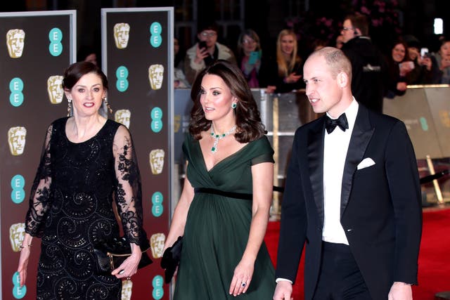 Amanda Berry with the Duke and Duchess of Cambridge at the Baftas in 2018 (Yui Mok/PA)