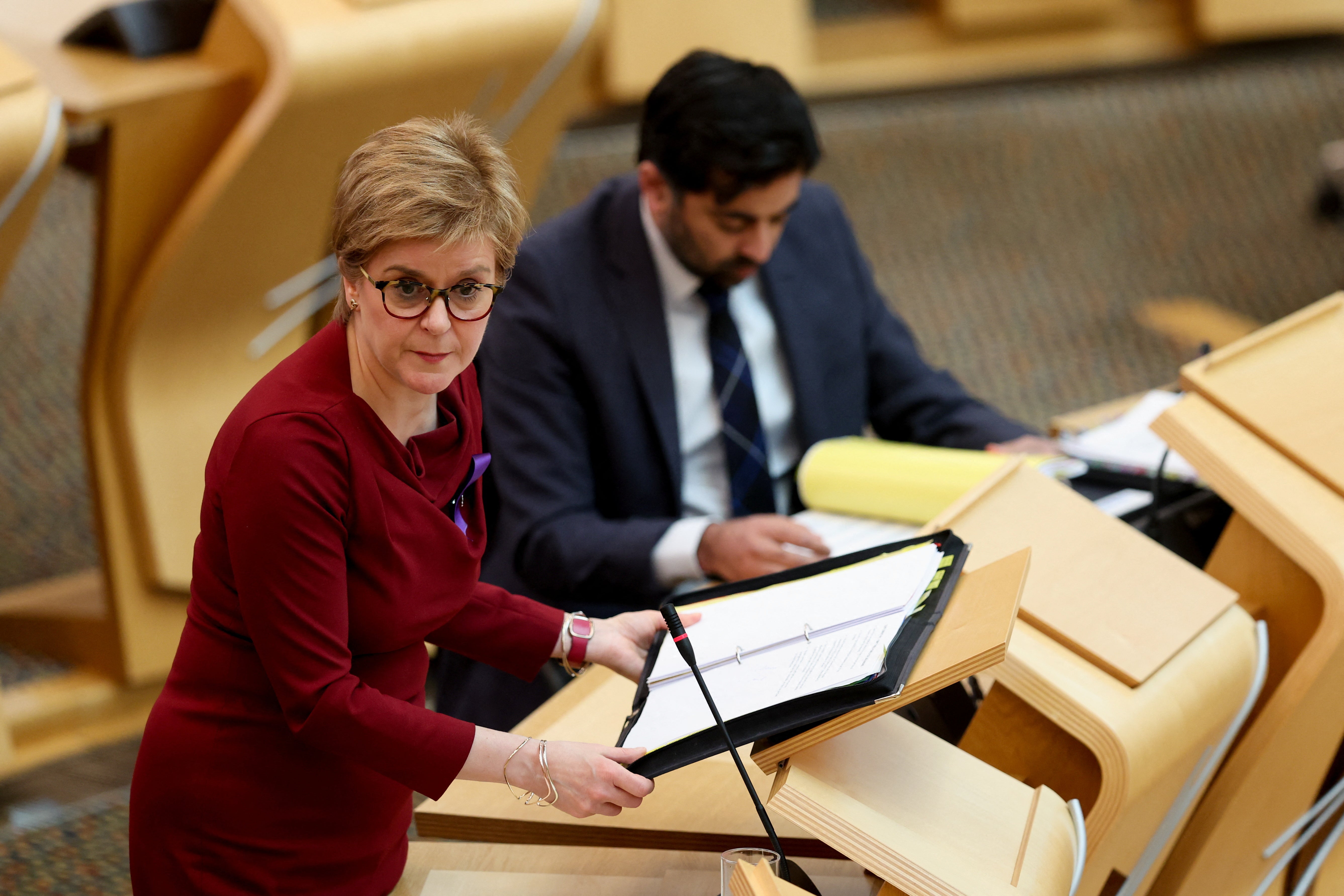 Nicola Sturgeon was pressed on the future of ScotRail at First Minister’s Questions. (Russell Cheyne/PA)