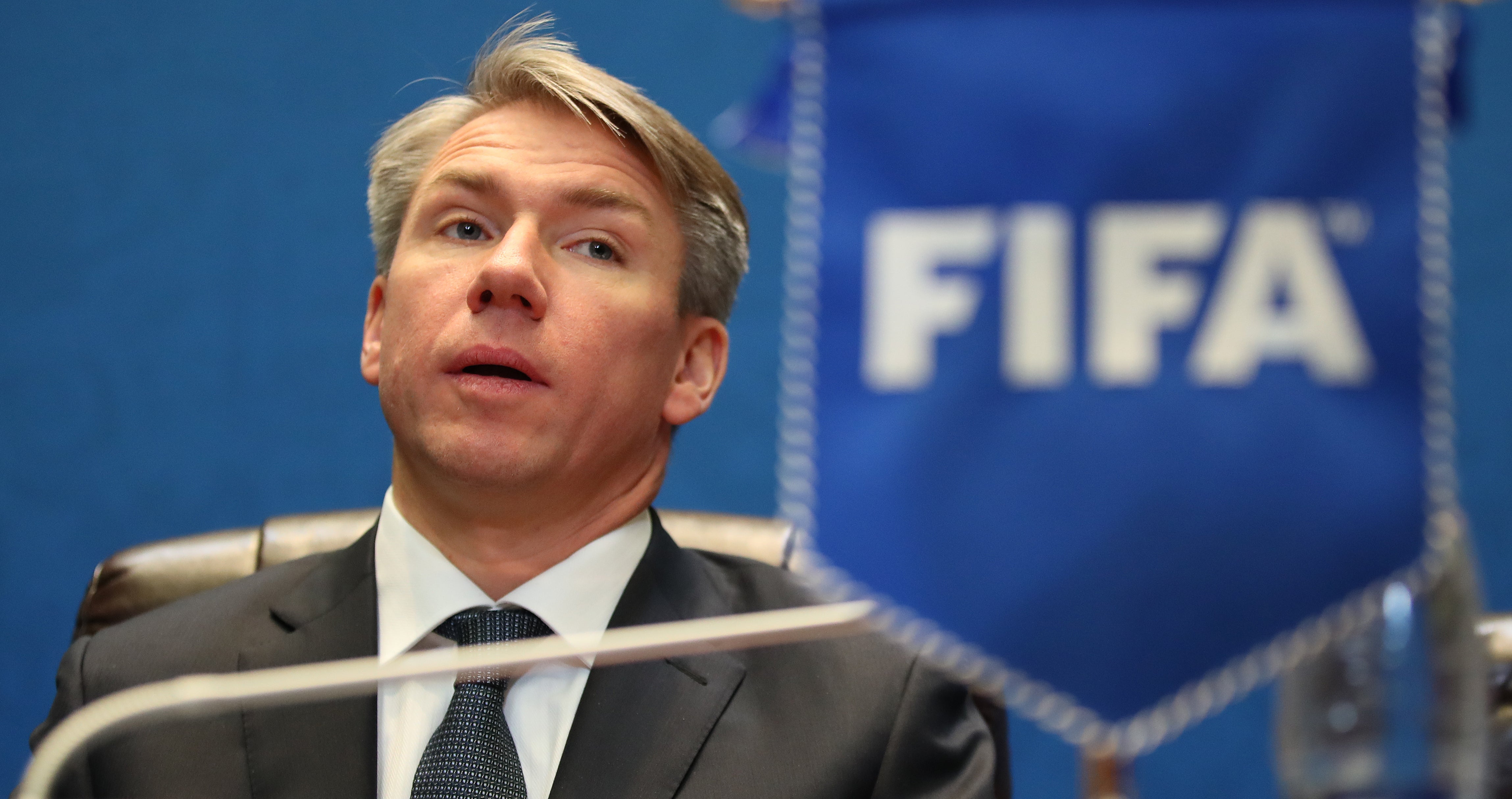 Alexey Sorokin defended Russia’s right to be present at the FIFA Congress in Doha (Nick Potts/PA)