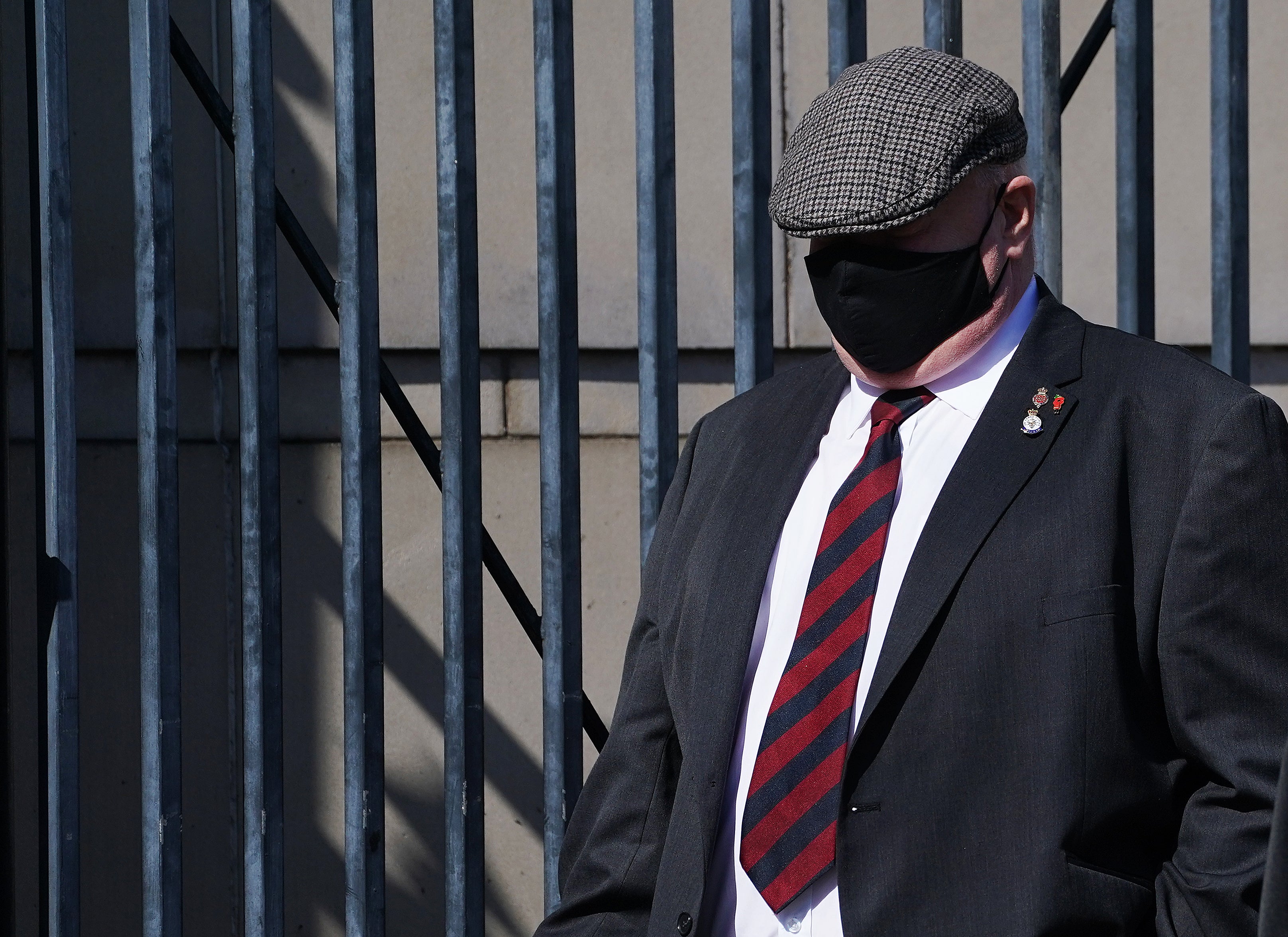 Former Grenadier guardsman David Holden leaving Laganside Courts in Belfast on Thursday where his trial over the unlawful killing of Aidan McAnespie in 1988 has been temporarily adjourned due to the unavailability of a prosecution barrister (Brian Lawless/PA)