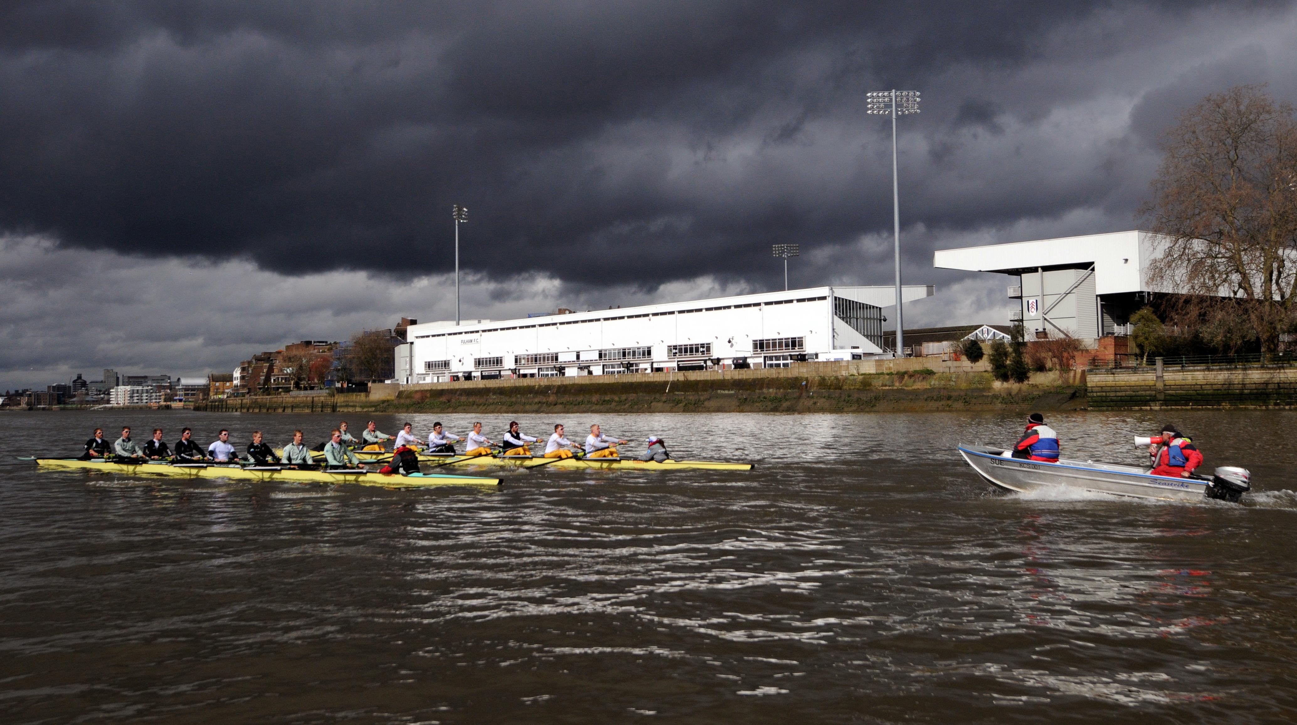 Rowing past Craven Cottage (Anthony Delvin/PA)