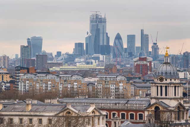 General view of the City of London from Greenwich Park. London stocks finished the session lower on Thursday (Victoria Jones/PA)