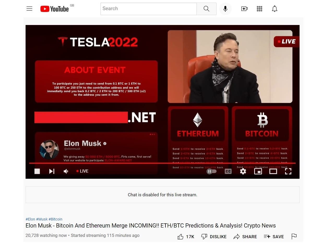 An example of a giveaway scam