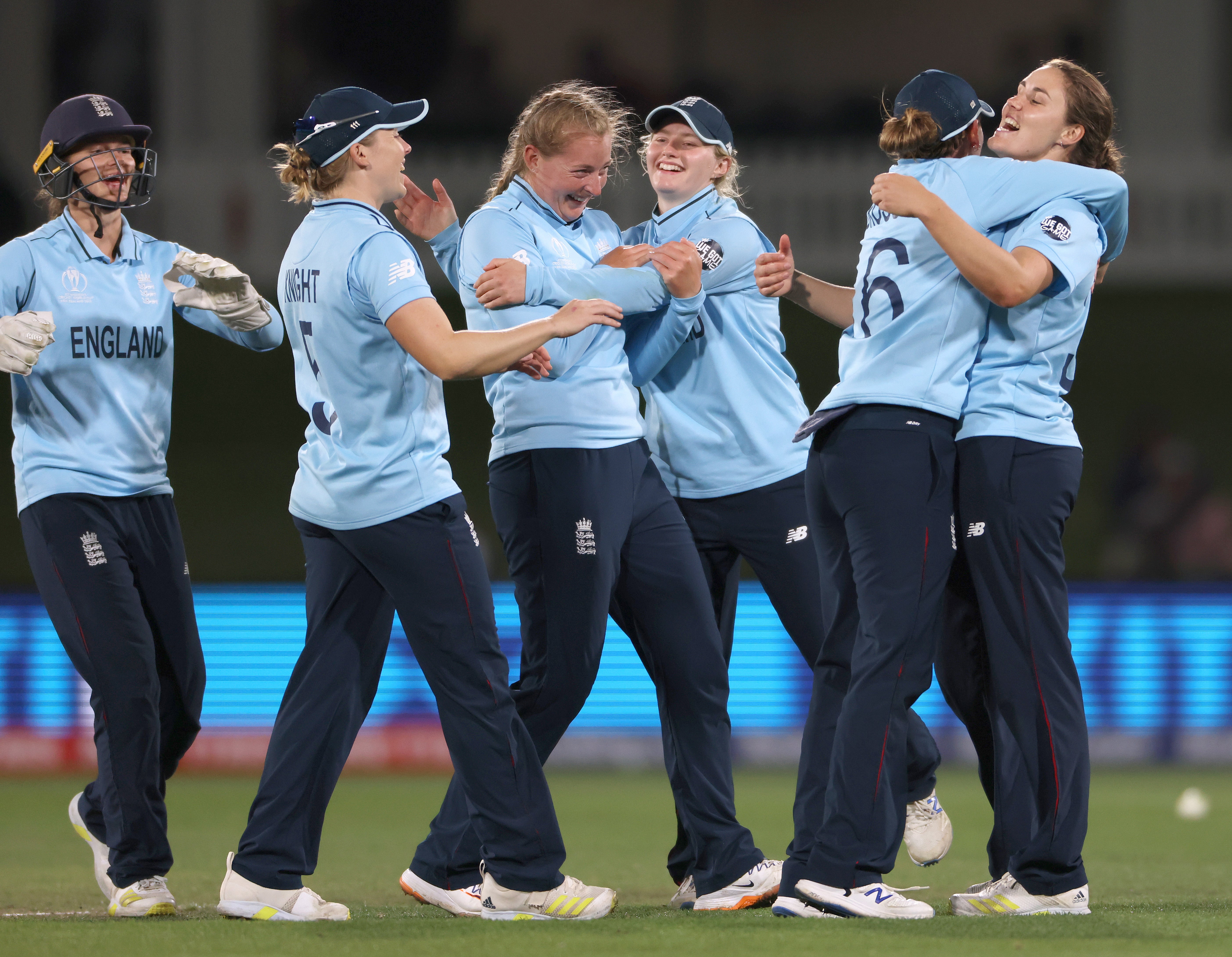 England celebrate another wicket against South Africa in the semi-final