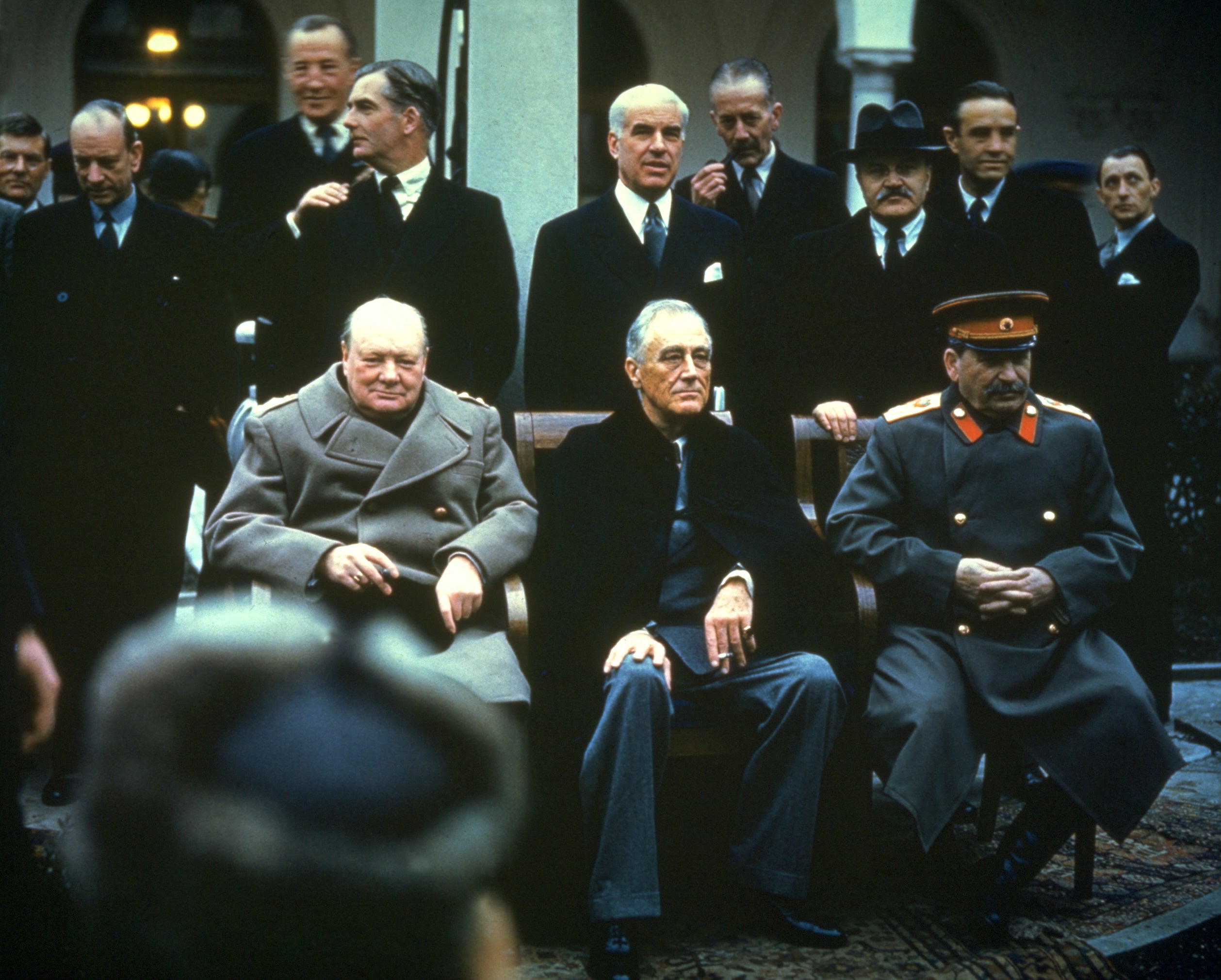 Winston Churchill, Franklin Roosevelt and Joseph Stalin at the Yalta Conference, February 1945