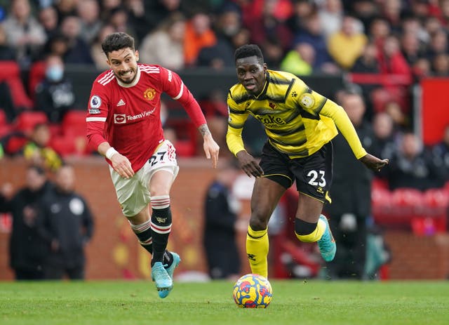 Ismaila Sarr (right) has not featured for the Hornets since picking up an injury after playing at Manchester United (Nick Potts/PA)