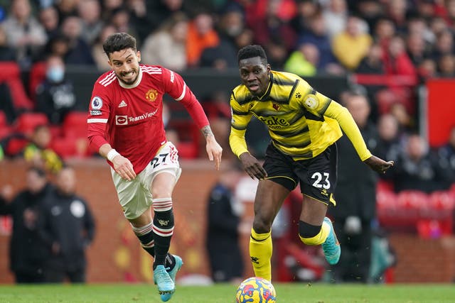 Ismaila Sarr (right) has not featured for the Hornets since picking up an injury after playing at Manchester United (Nick Potts/PA)
