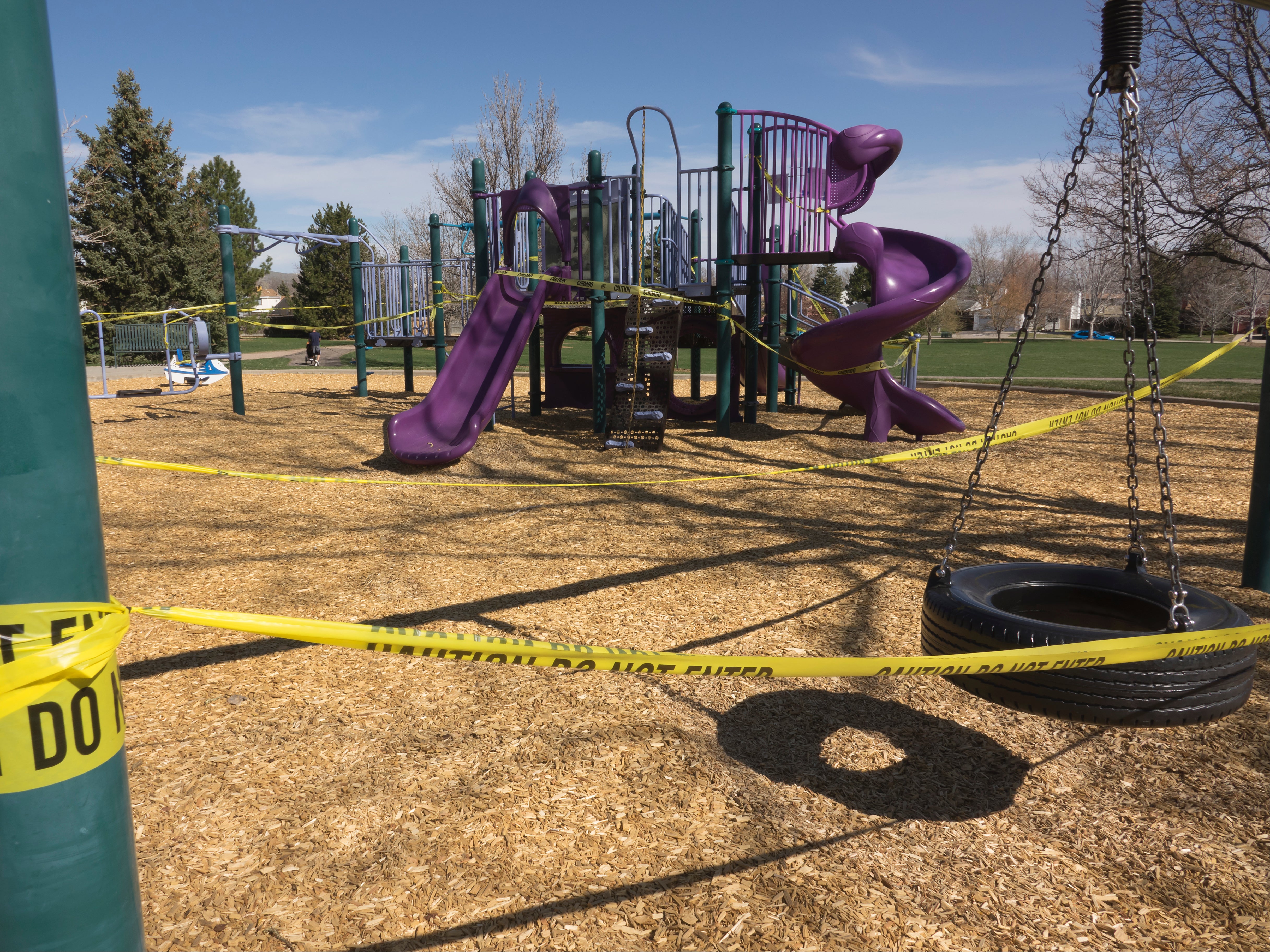 A playground in Denver, Colorado, closed by Covid-19 restrictions