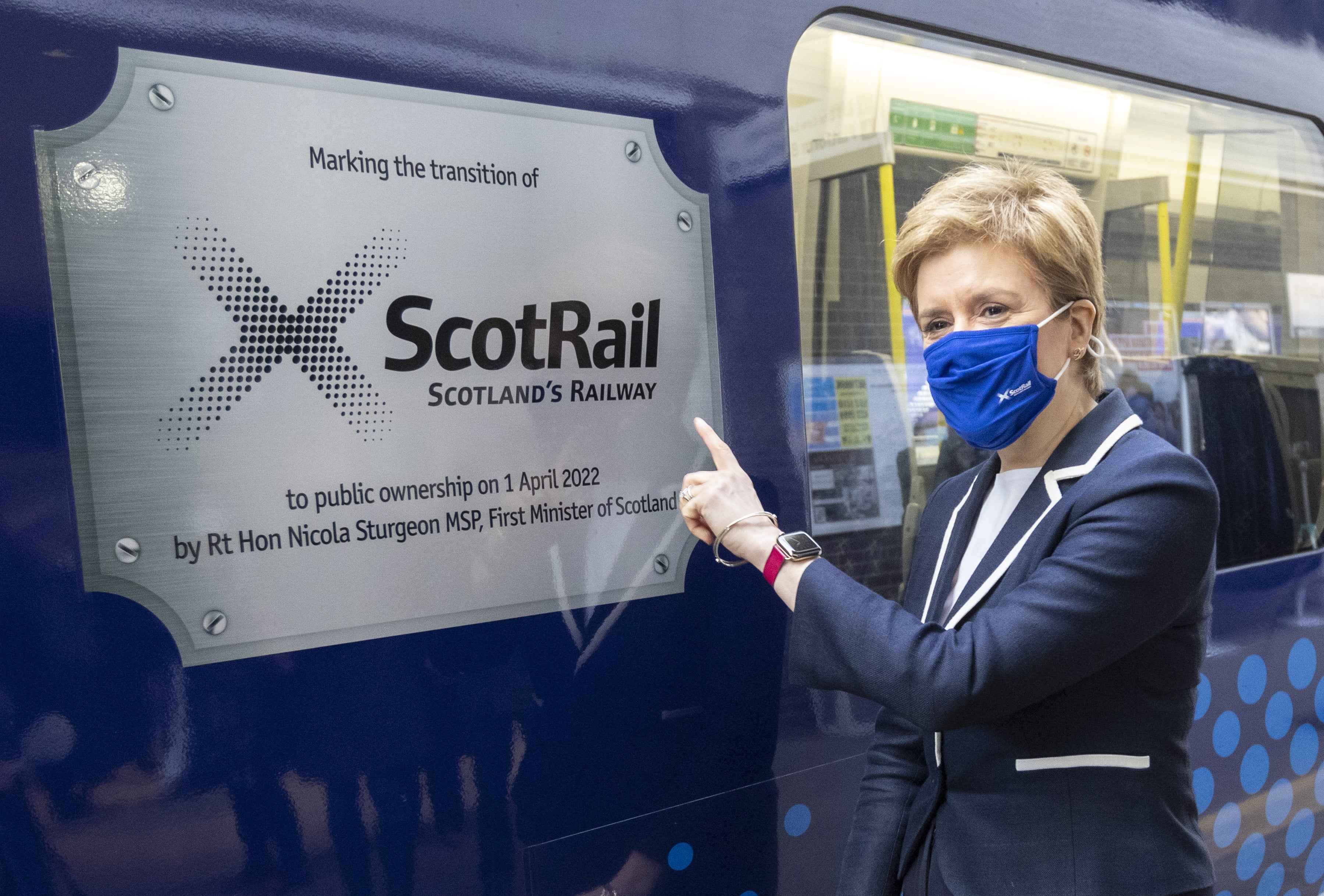 Nicola Sturgeon was speaking at Glasgow Queen Street on the day ScotRail became publicly owned (Robert Perry/PA)