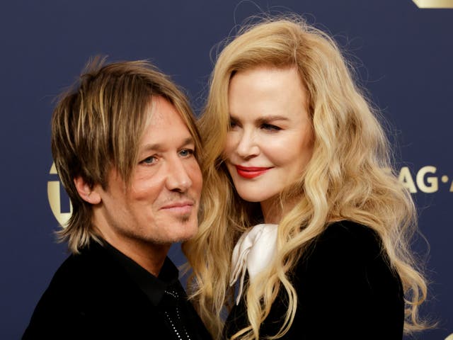 <p>Keith Urban and Nicole Kidman attend the 28th Annual Screen ActorsÂ Guild Awards at Barker Hangar on February 27, 2022</p>