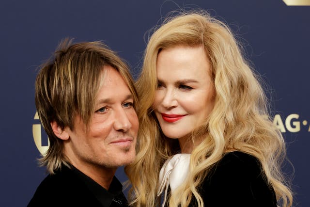 <p>Keith Urban and Nicole Kidman attend the 28th Annual Screen ActorsÂ Guild Awards at Barker Hangar on February 27, 2022</p>