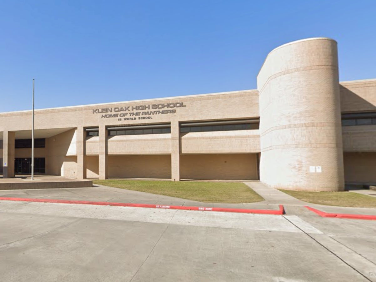 Outside the Klein Oak High School in Harris County, Texas