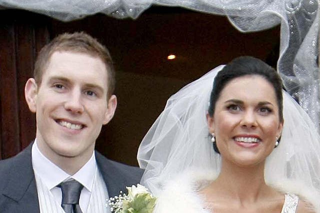 File photo courtesy of the Irish News of John McAreavey and wife Michaela McAreavey on their wedding day at St. Malachy’s Church Ballymacilrory.