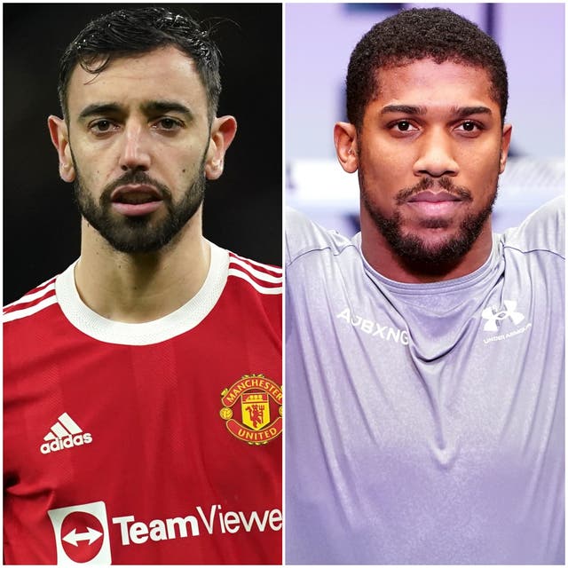 Bruno Fernandes and Anthony Joshua (PA)