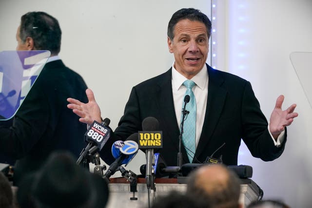 <p>Former New York Governor Andrew Cuomo speaks during a New York Hispanic Clergy Organization event in March 2022 </p>
