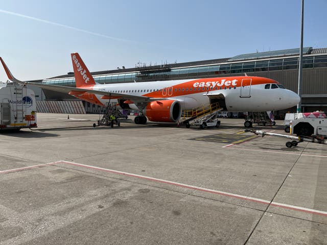 <p>Parada en tierra: Airbus A320 de easyJet en el aeropuerto de Luton, sede de la aerolínea</p>