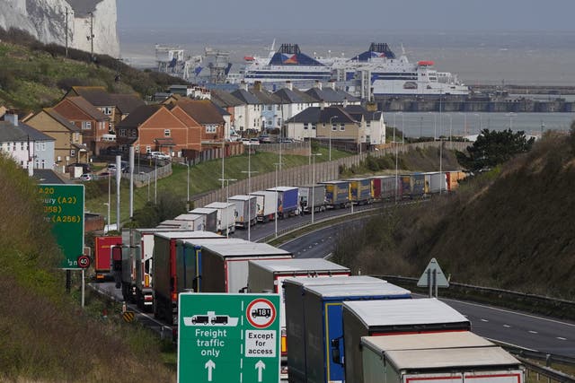 <p>Freight and passenger queues waiting to check in at the Port of Dover</p>