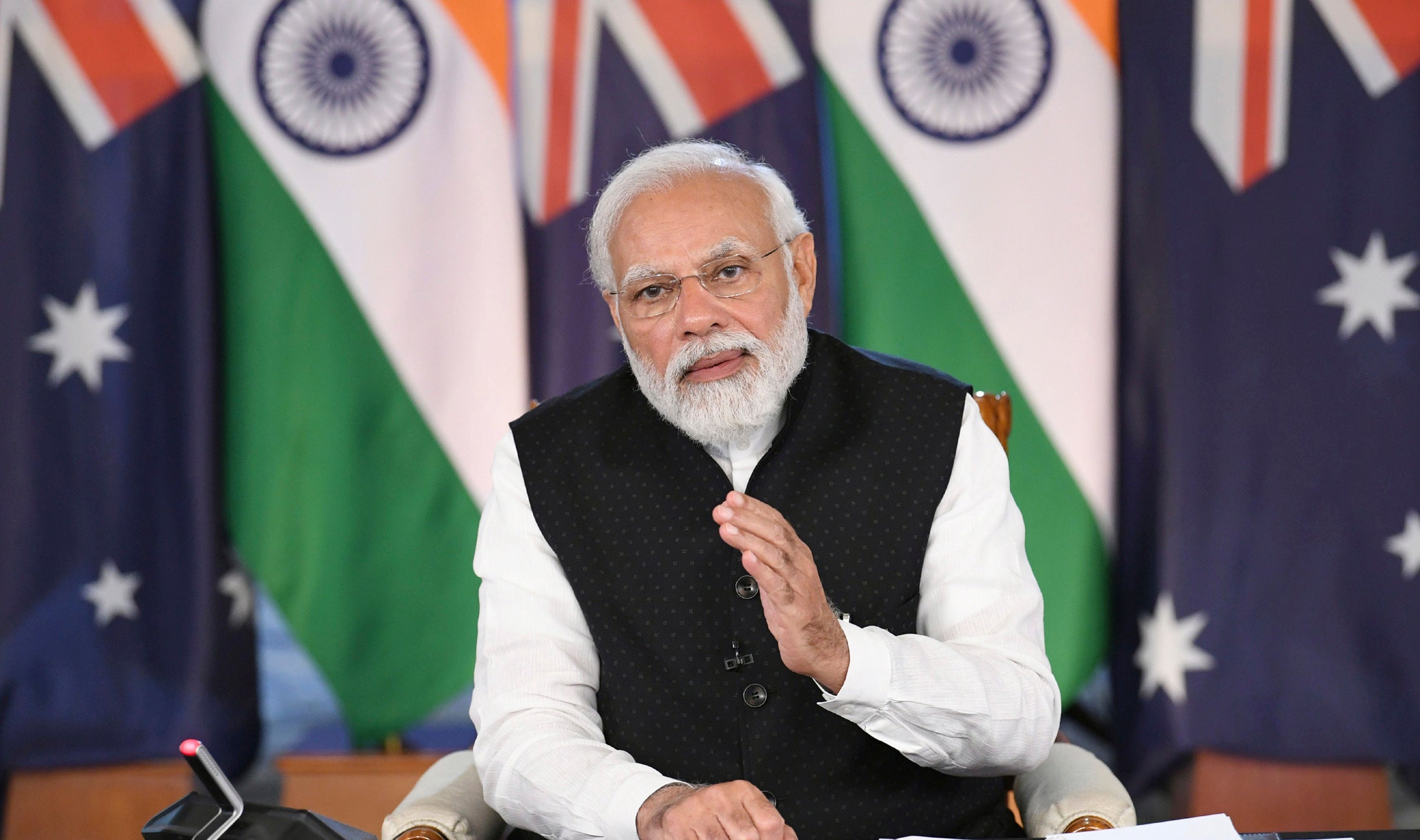 India’s prime minister, Narendra Modi, said during a virtual summit that countering China's rising influence was ‘critical’