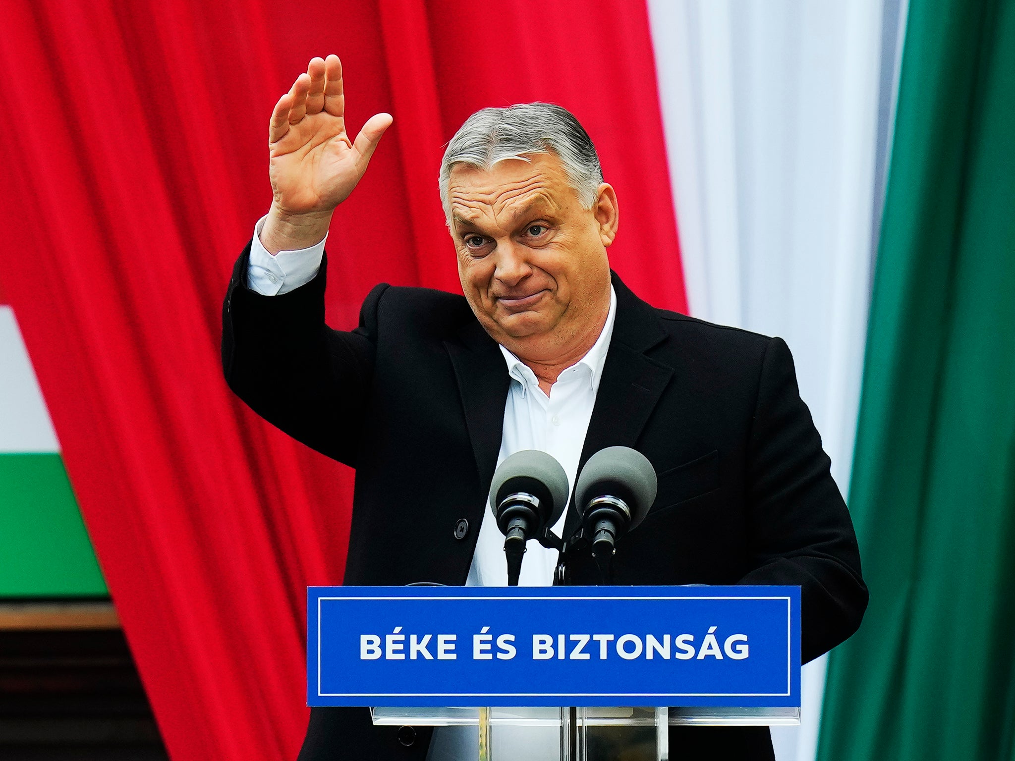 <p>Hungarian prime minister Viktor Orban speaks in Szekesfehervar, Hungary on Friday </p>
