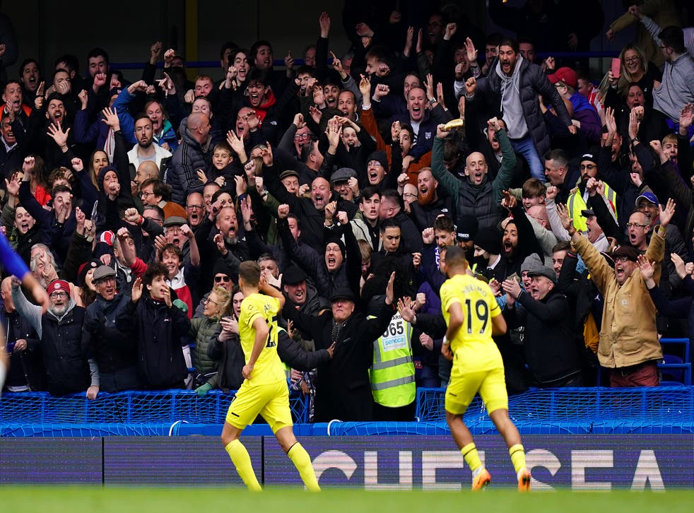Brentford’s Vitaly Janelt celebrates scoring at Stamford Bridge (Adam Davy/PA)