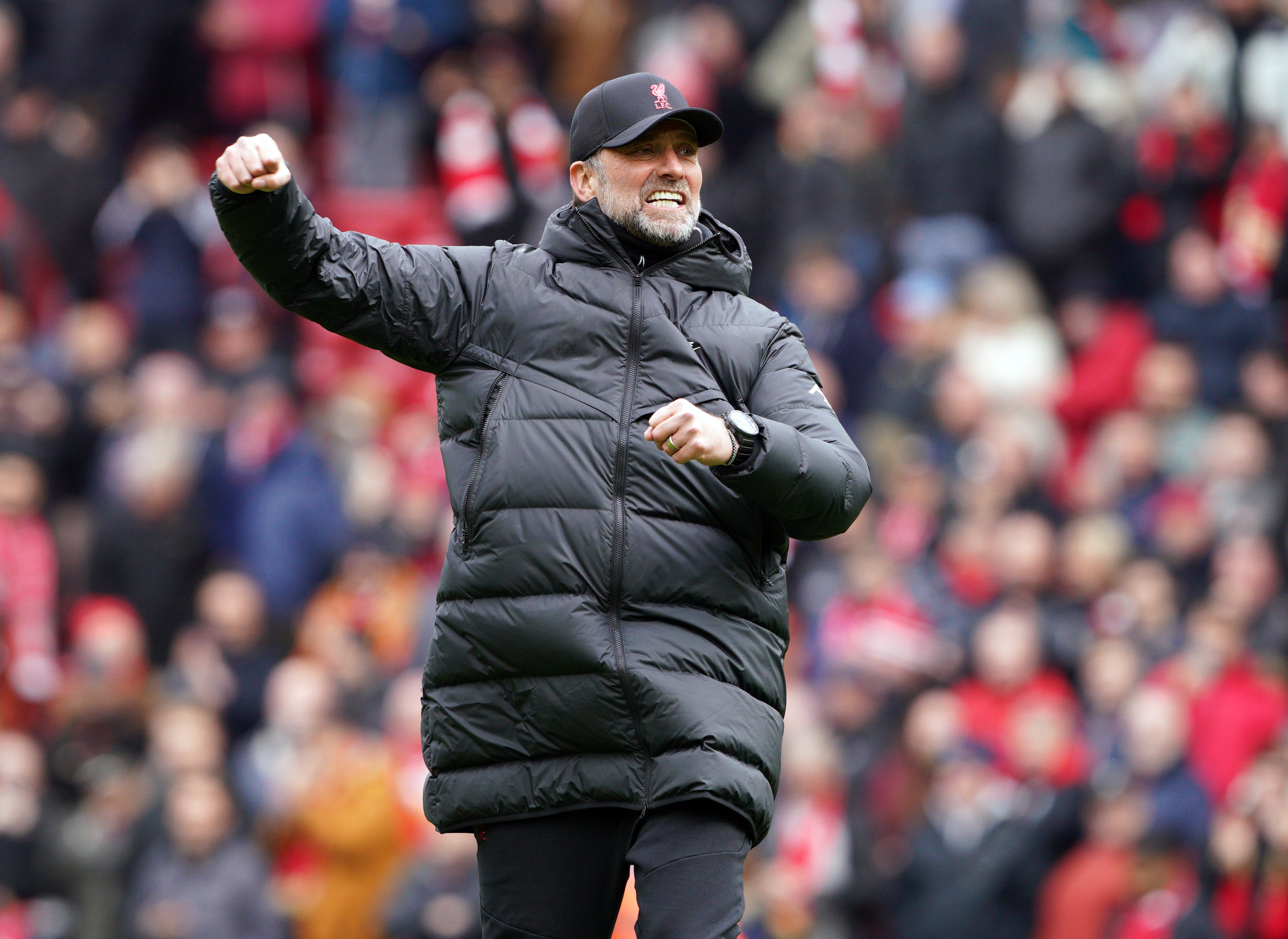Liverpool manager Jurgen Klopp is more than happy with their league position having been 14 points adrift of Manchester City (Peter Byrne/PA)