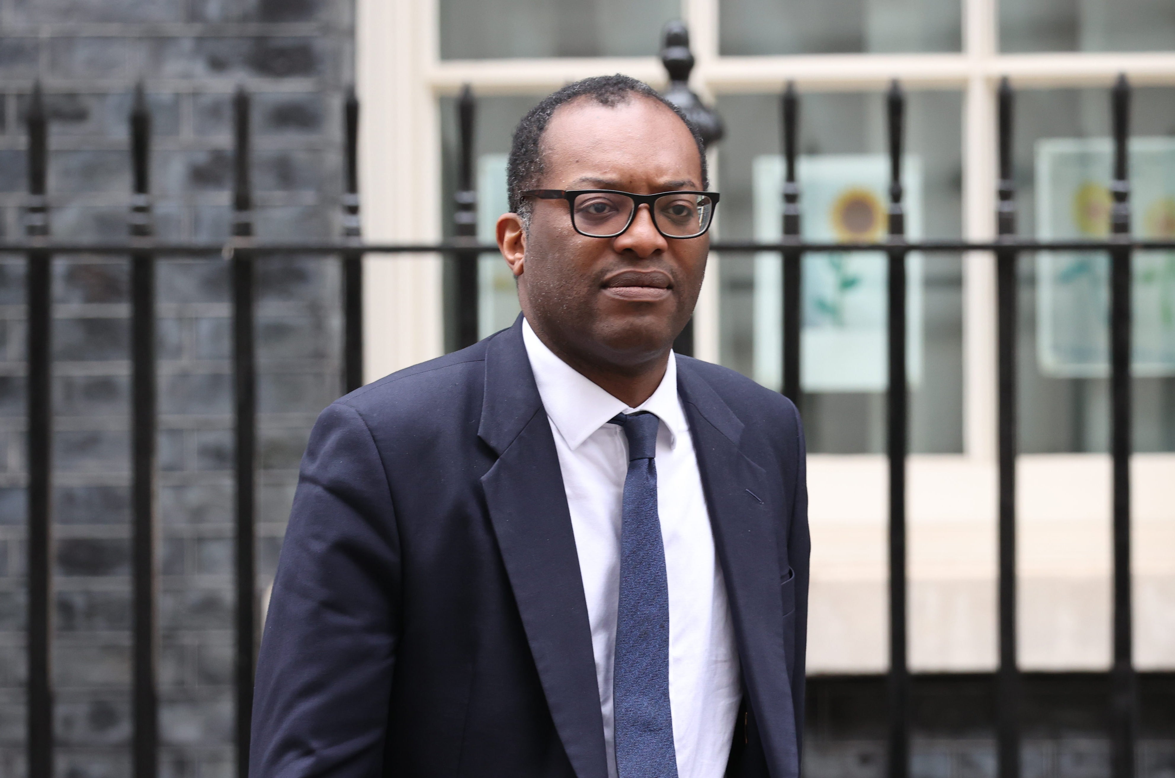 Secretary of State for Business, Energy and Industrial Strategy Kwasi Kwarteng leaves Downing Street