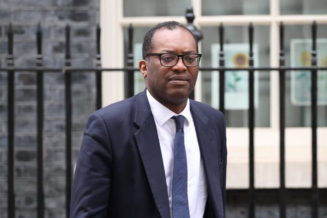 <p>Secretary of State for Business, Energy and Industrial Strategy Kwasi Kwarteng leaves Downing Street</p>