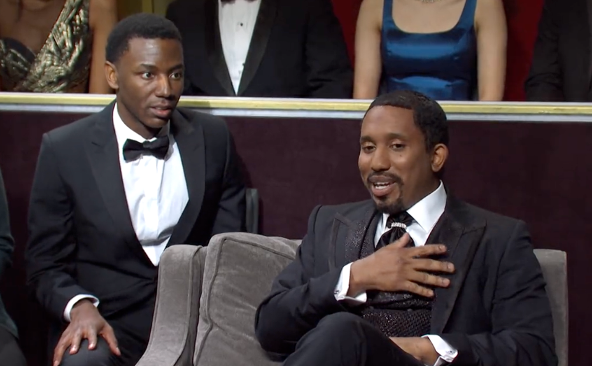 SNL: Jerrod Carmichael and Chris Redd parody Will Smith slapping Chris Rock ‘from POV of seat filler’