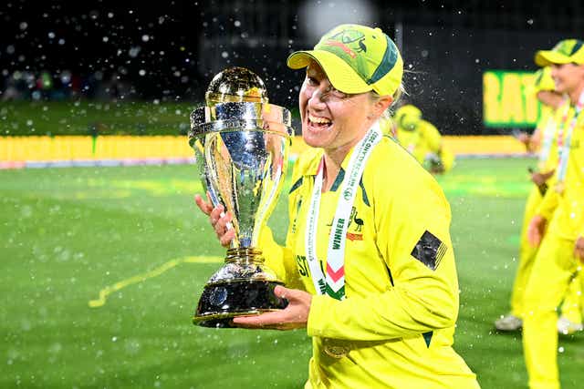 <p>Alyssa Healy steered Australia to World Cup glory for the seventh time</p>
