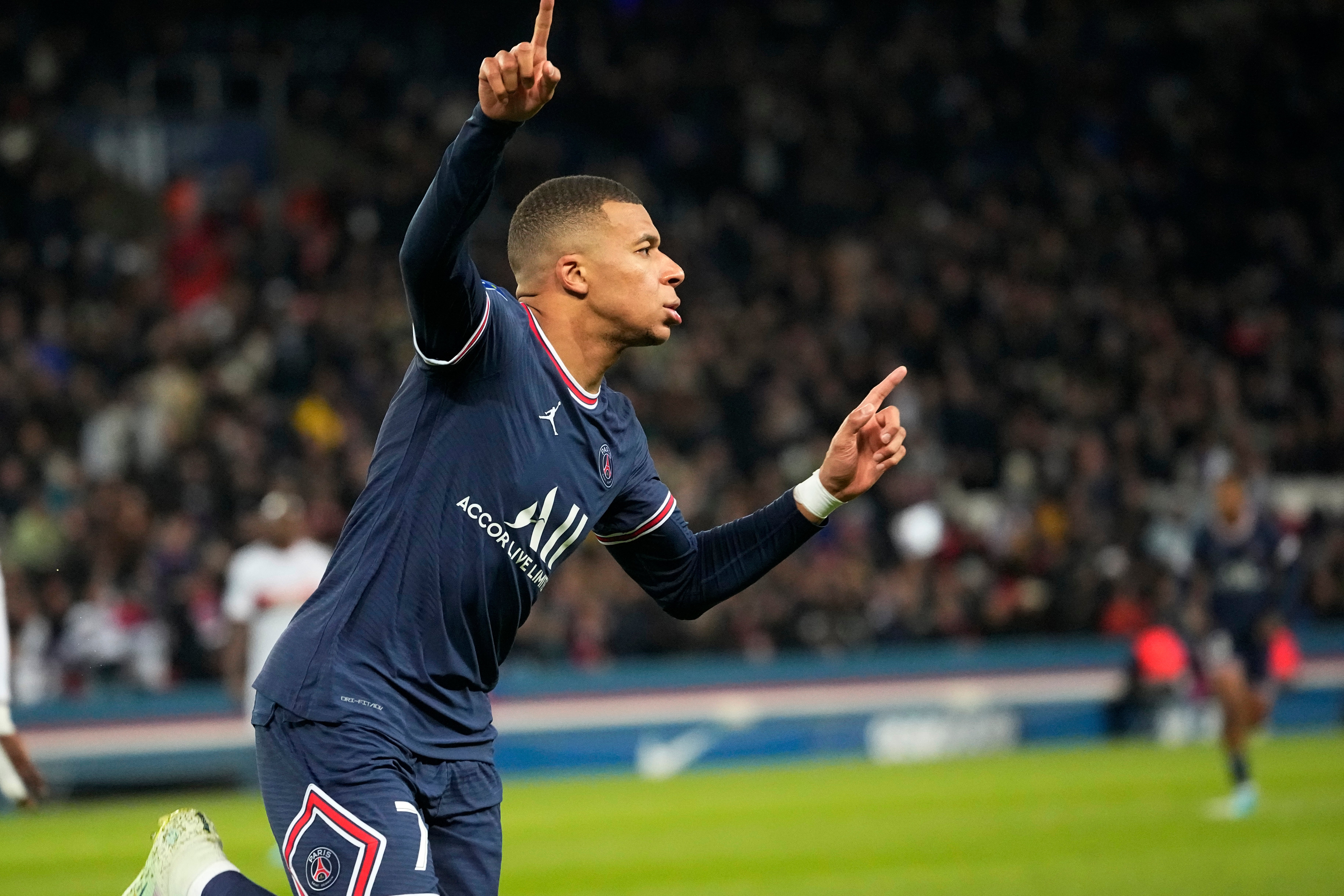Kylian Mbappe was on the scoresheet for PSG with a 5-1 win against Lorient (AP Photo/Michel Euler)