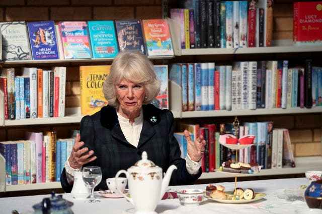 The Duchess of Cornwall during a visit to Holywood Arches Library, Belfast, part of her longstanding commitment to encouraging literacy and reading, on second day of their two-day royal visit to Northern Ireland (Russell Cheyne/PA)