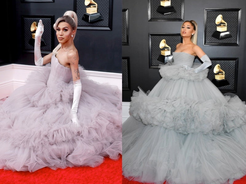 Trinity K Bonet recreates Ariana Grande’s Grammys look on red carpet