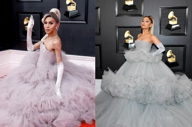 <p>Trinity K Bonet recreates Ariana Grande’s Grammys look on red carpet</p>