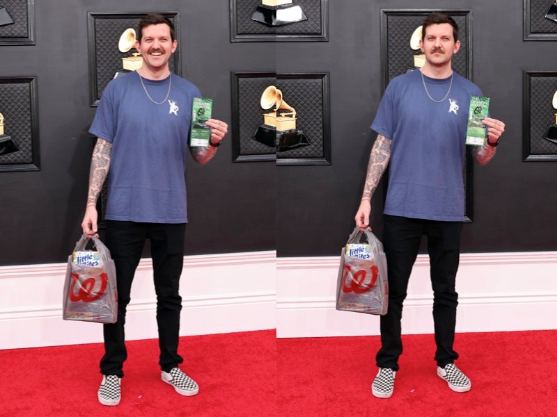 Dillon Francis brings Walgreens bag of snacks to Grammys