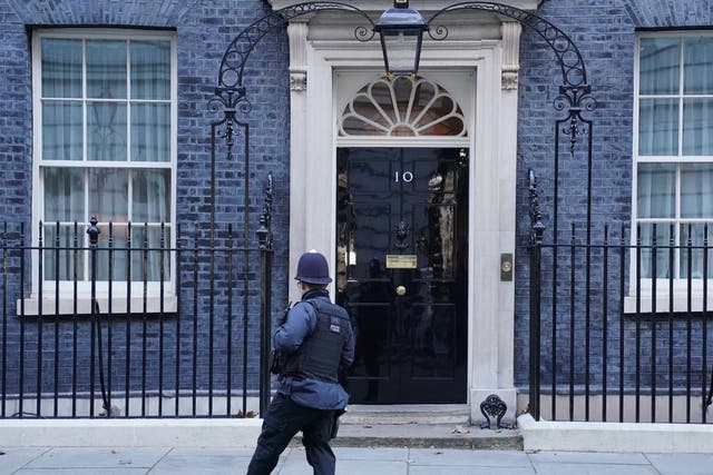 <p>A police officer in Downing Street, London</p>