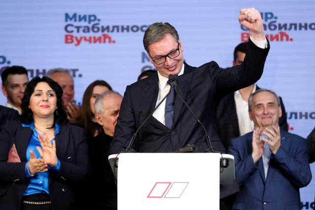 <p>Mr Vucic has won 60 per cent of the vote, which is more than 2.2 million votes</p>