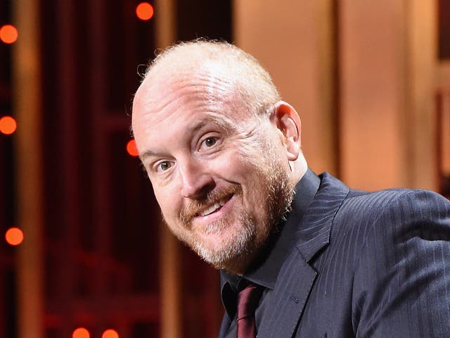 <p>Louis CK speaks on stage at the 2017 Peabody Awards Ceremony</p>
