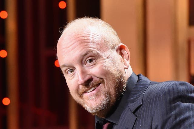 <p>Louis CK speaks on stage at the 2017 Peabody Awards Ceremony</p>