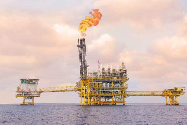 <p>Flaring excess gases from a deep sea drilling platform for oil and gas. Greenhouse gas emissions are still increasing ‘across all sectors globally'</p>