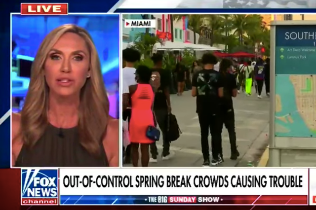 <p>Lara Trump, daughter-in-law to the former US president, speaks on the Sunday afternoon Fox News programme The Big Sunday Show.</p>