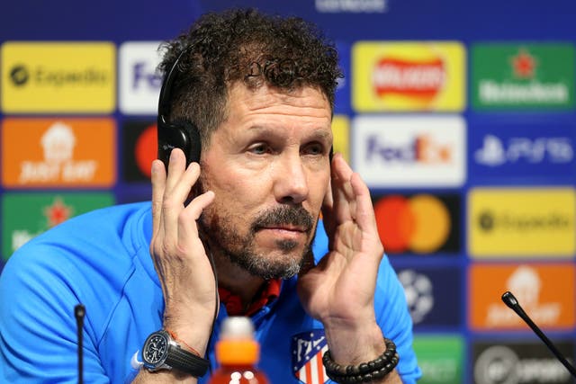 Atletico Madrid manager Diego Simeone is preparing his side for the challenge of facing Manchester City (Nigel French/PA)