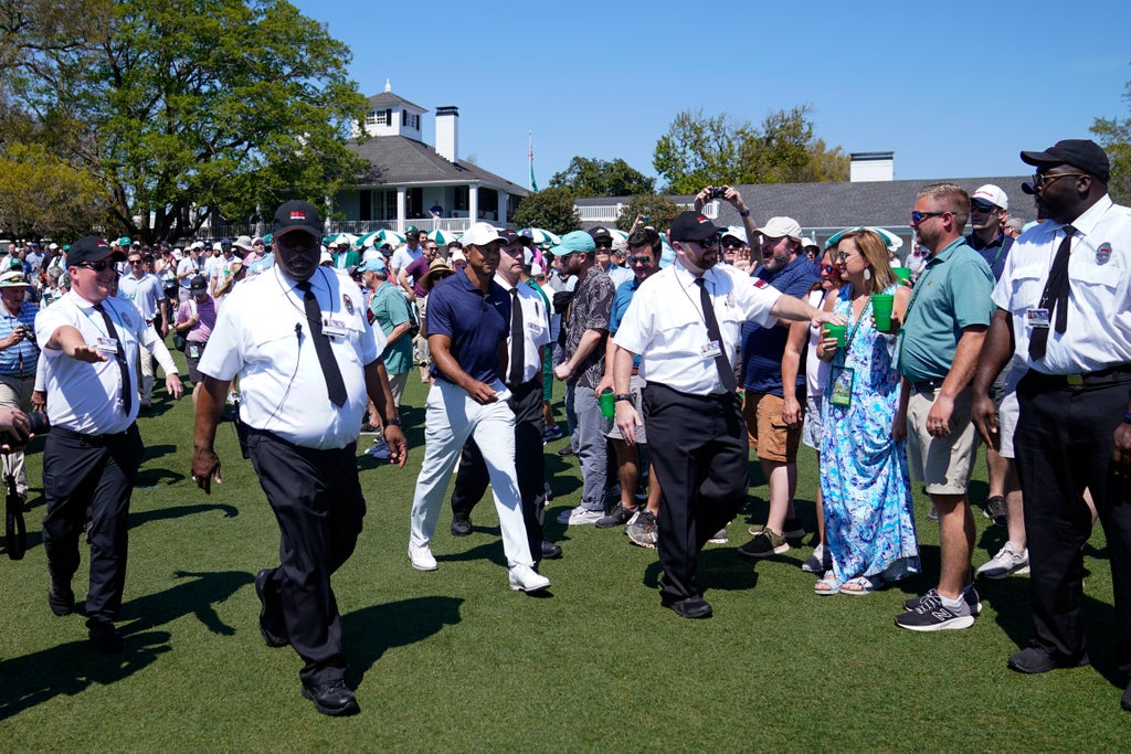Tiger Woods practises at Augusta National for second day running before Masters