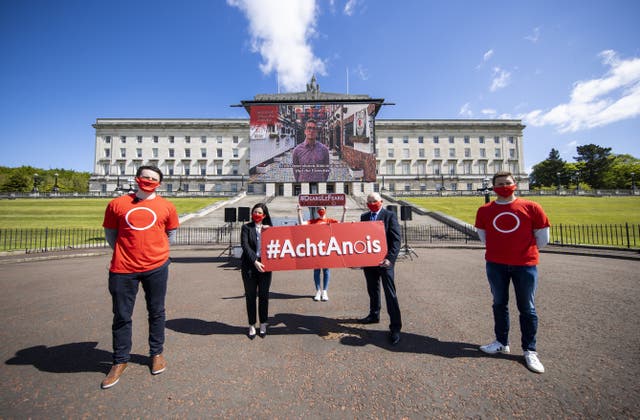 Irish language campaigners staged a demonstration last year (Liam McBurney/PA)