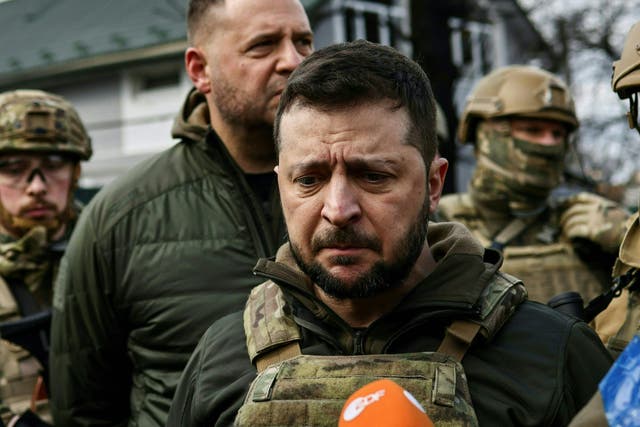 <p>President Zelensky has warned that Russia are trying to ‘distort the facts’ about their soldiers’ atrocities </p>
