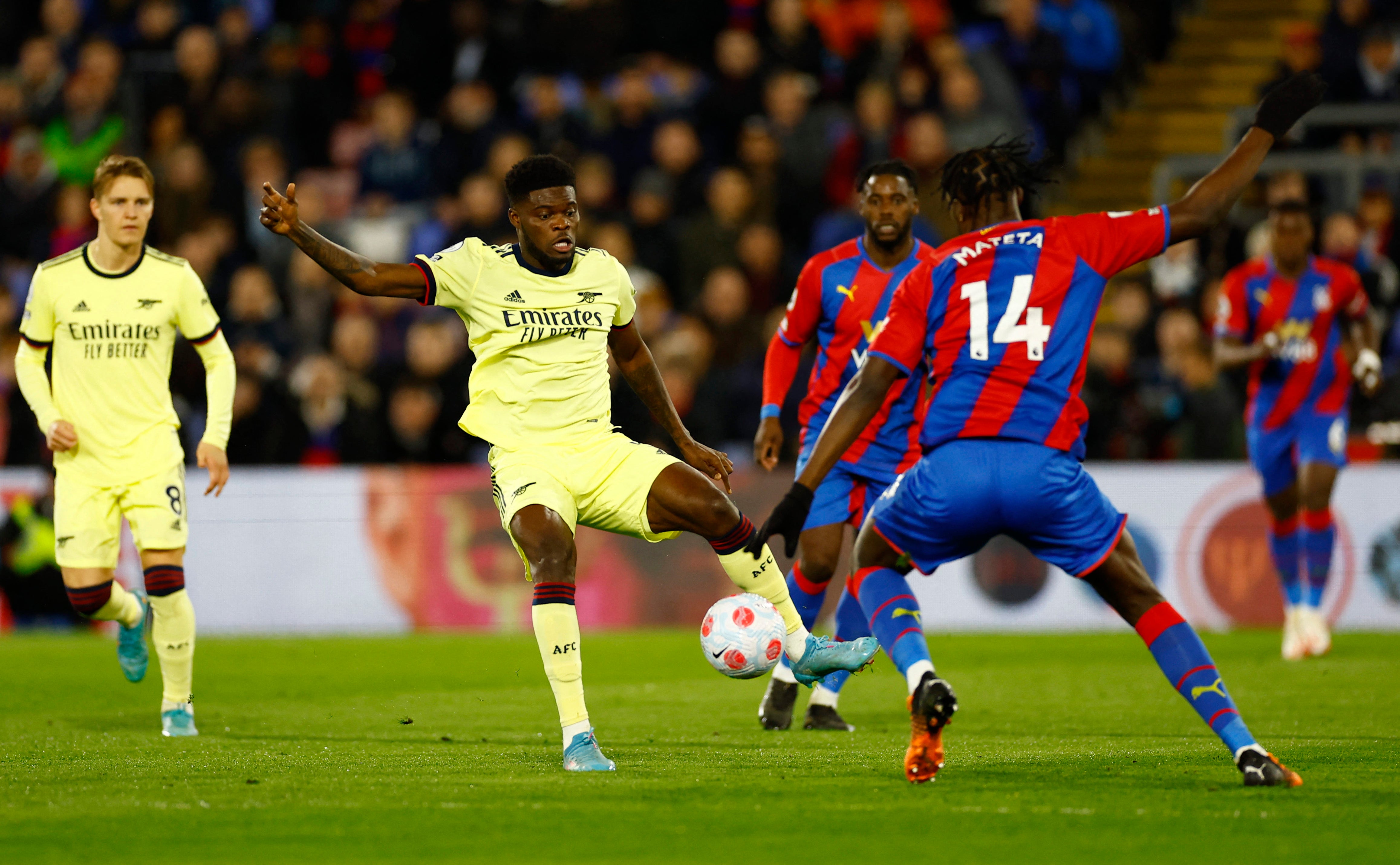 Thomas Partey in action against Crystal Palace