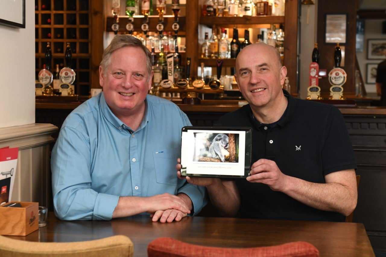 Bruce Elliott (left) and Peter Quayle with one of their app games